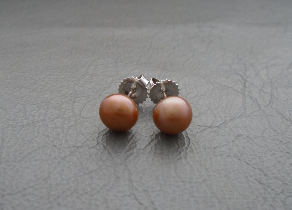Sterling silver & HONORA bronze cultured pearl stud earrings