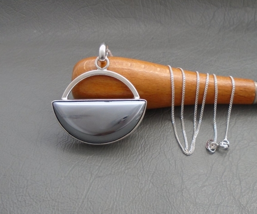 Unusual sterling silver & hematite necklace