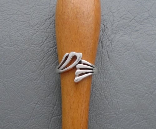 Fancy sterling silver asymmetric ring