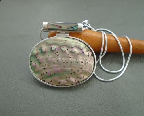 Large Italian sterling silver & abalone necklace