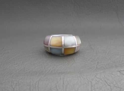 Chunky sterling silver & Mother of Pearl ring