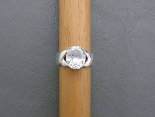Chunky sterling silver oval solitaire ring