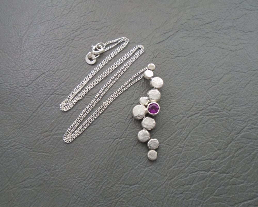 Unique handmade sterling silver & Rhodolite garnet necklace