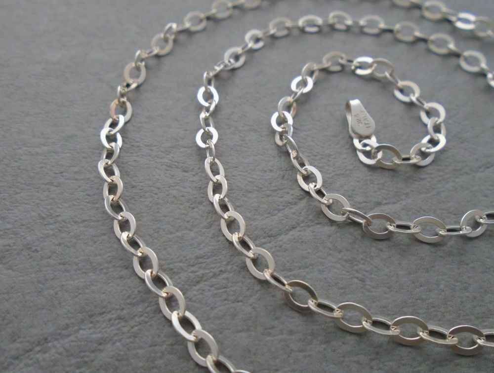 Italian sterling silver flat trace chain necklace (19.5