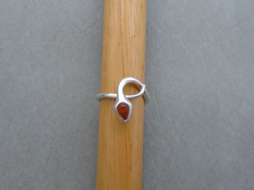 Sterling silver & amber snake wrap ring