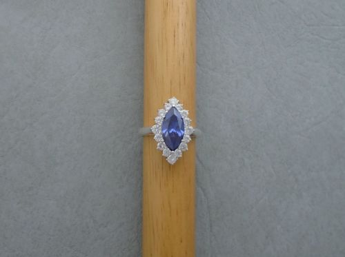 Sterling silver blue marquise cluster ring