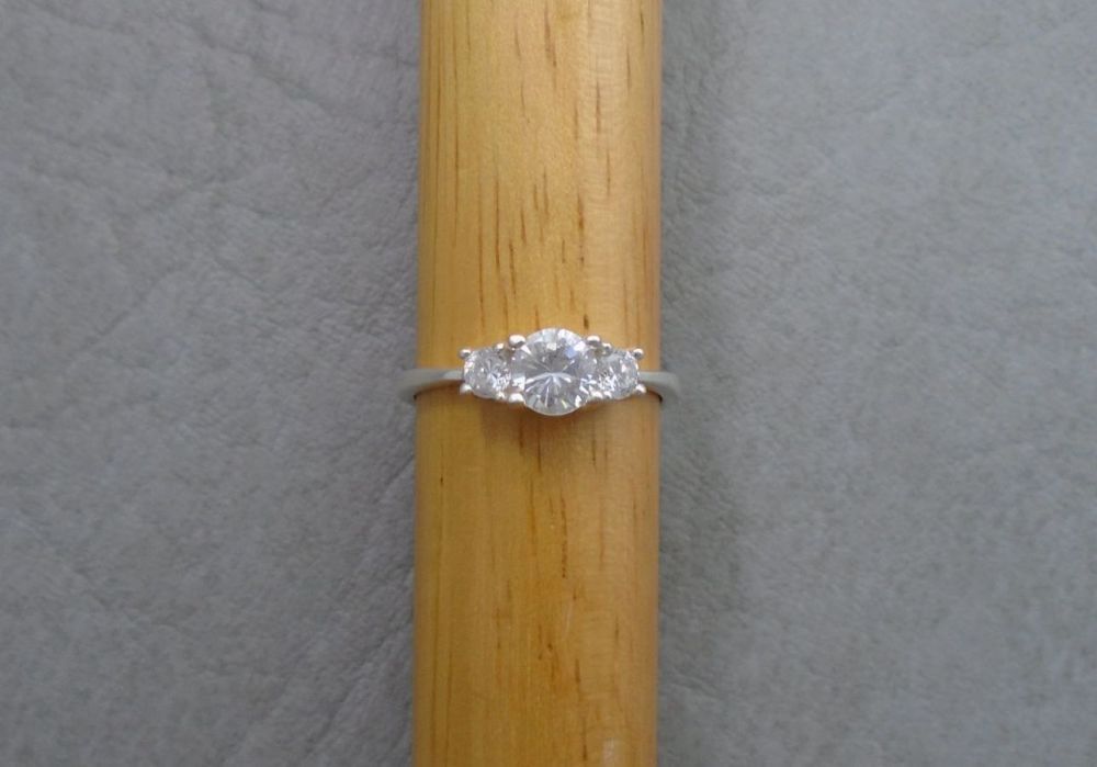 Dainty sterling silver & clear stone trilogy ring