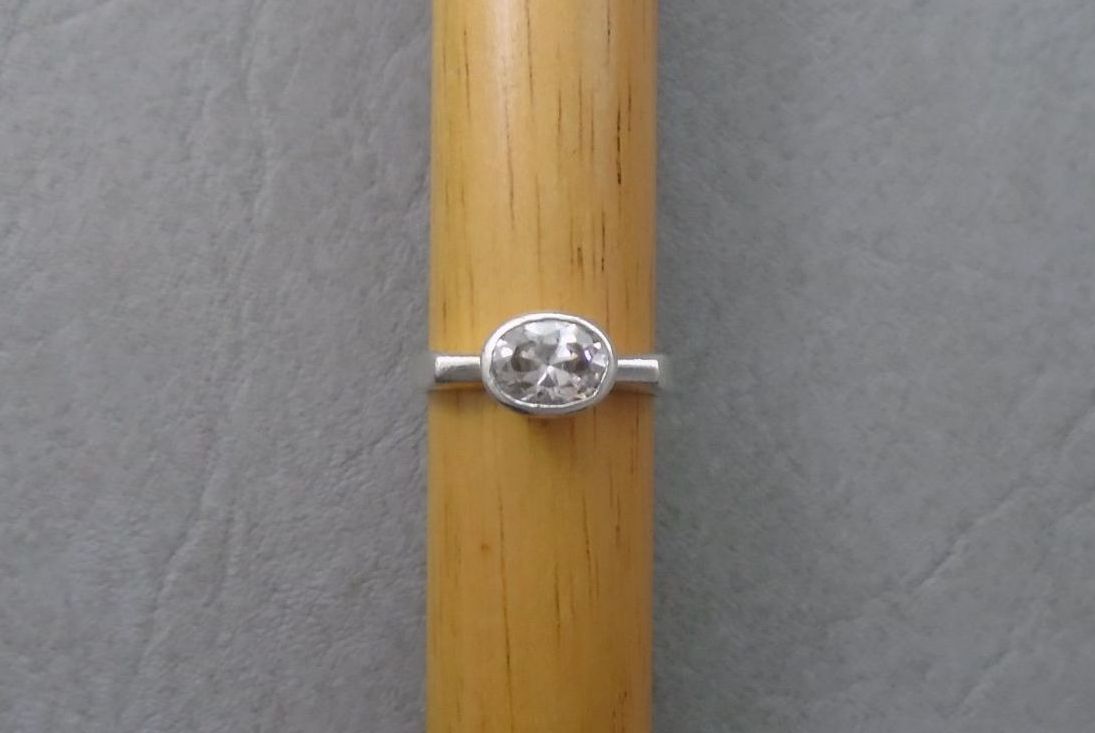 Sterling silver solitaire ring with square shoulders