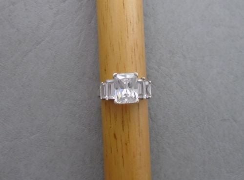 Sterling silver ring with 5 stepped rectangular stones