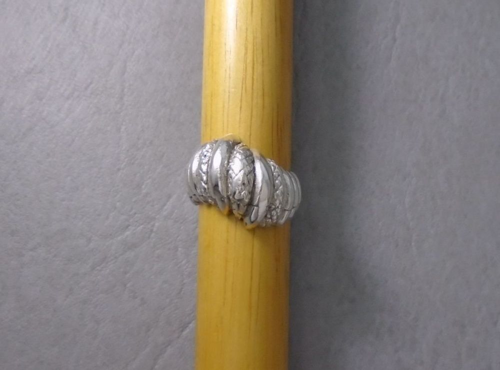 Textured sterling silver dome fronted ring