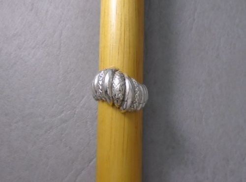 Textured sterling silver dome fronted ring
