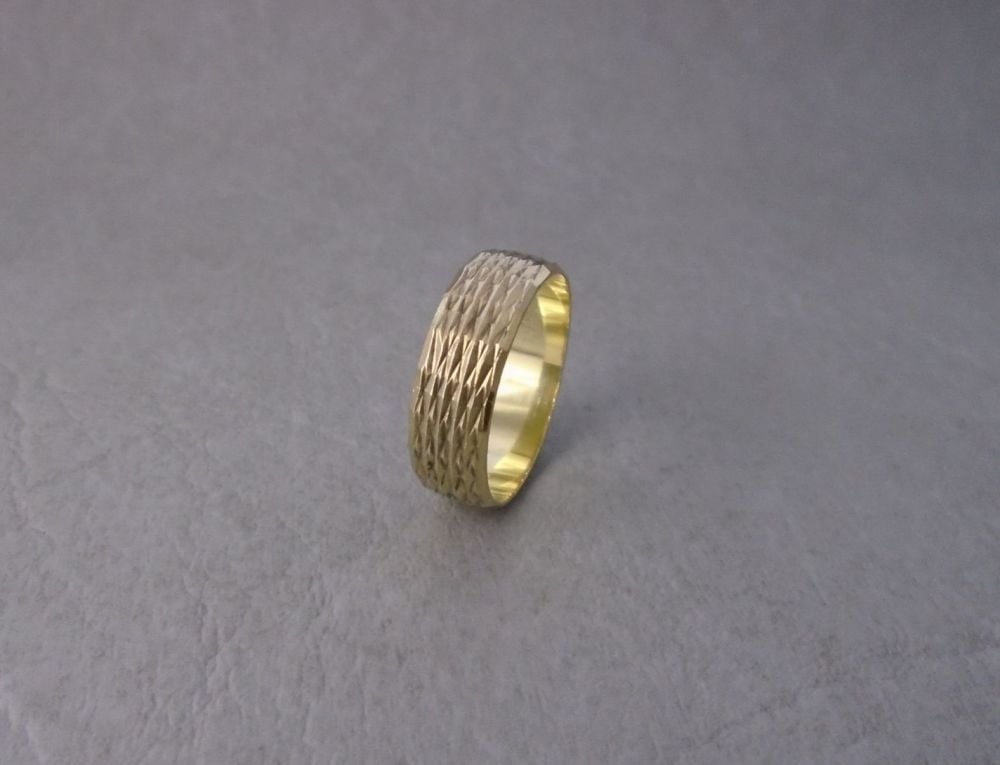 Gilt sterling silver textured band ring