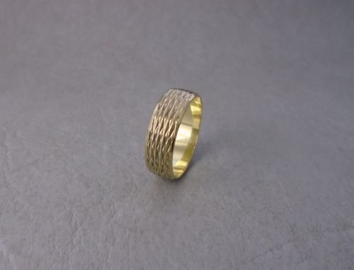 Gilt sterling silver textured band ring