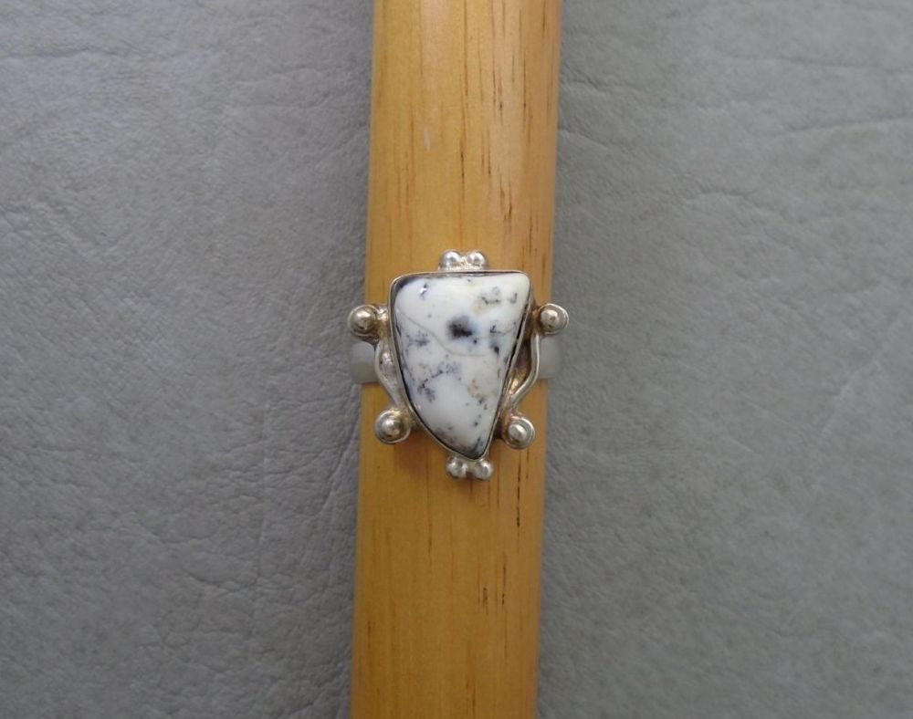 Sterling silver ring with a black & white stone