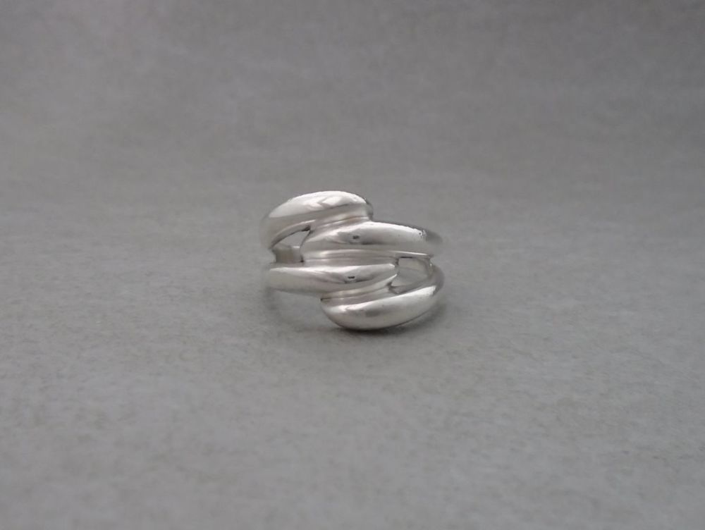 Sterling silver double bypass effect ring