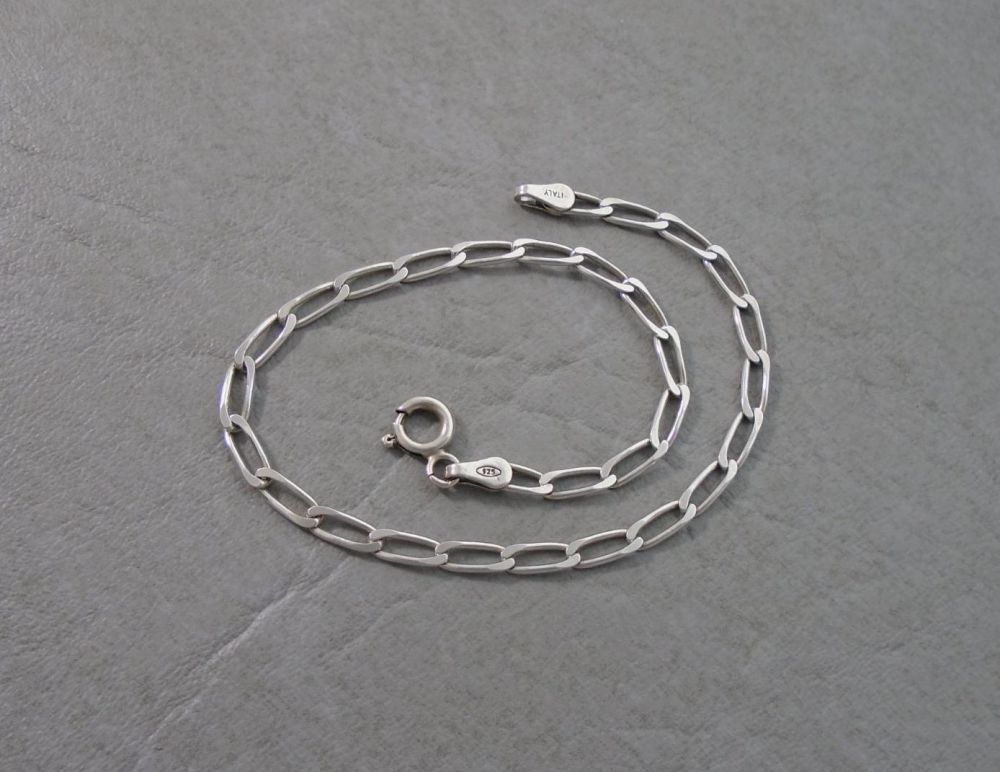 Italian sterling silver elongated curb chain bracelet