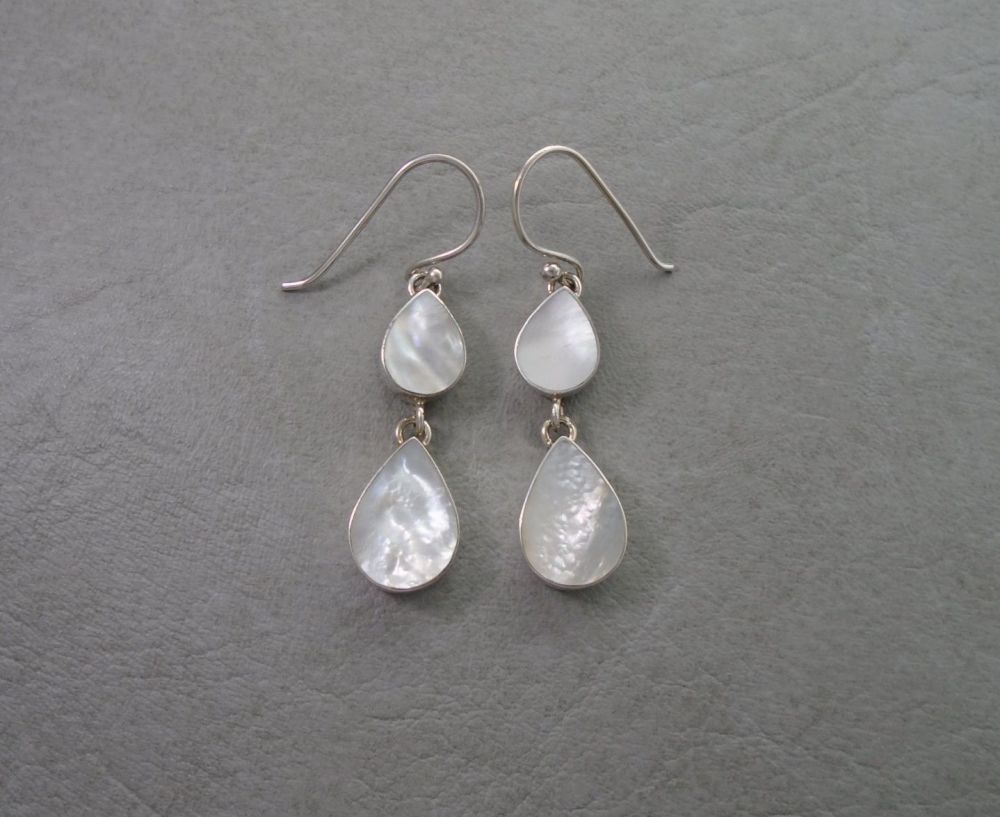 Sterling silver & Mother of Pearl teardrop earrings