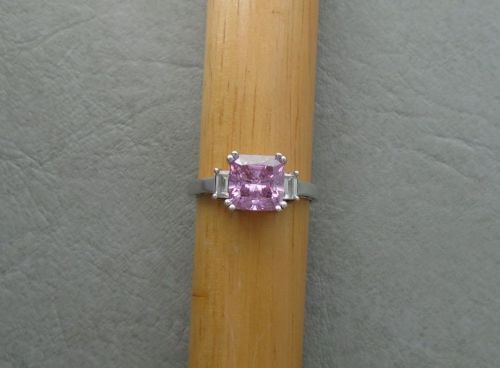 Sterling silver ring with pink & clear stones