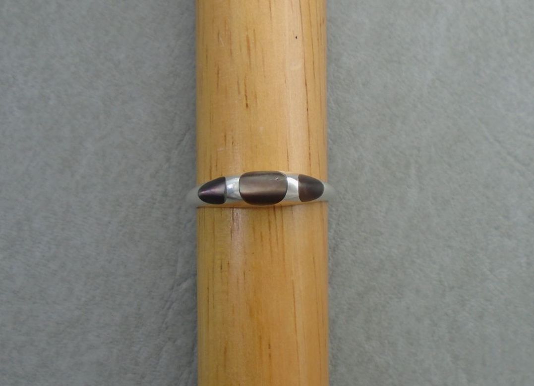 Slim, domed sterling silver & tiger's eye ring