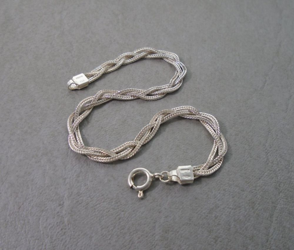 Italian sterling silver plaited chains bracelet