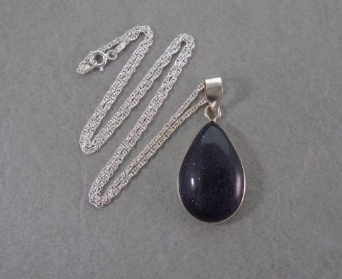 Sterling silver & blue goldstone necklace