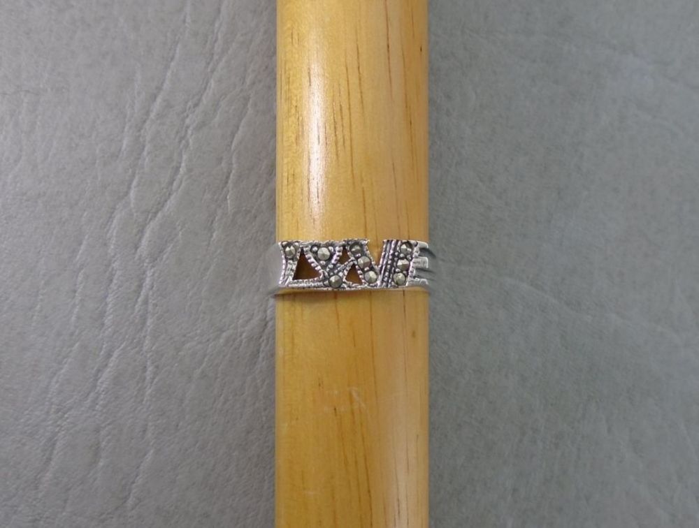 Sterling silver & marcasite 'LOVE' ring