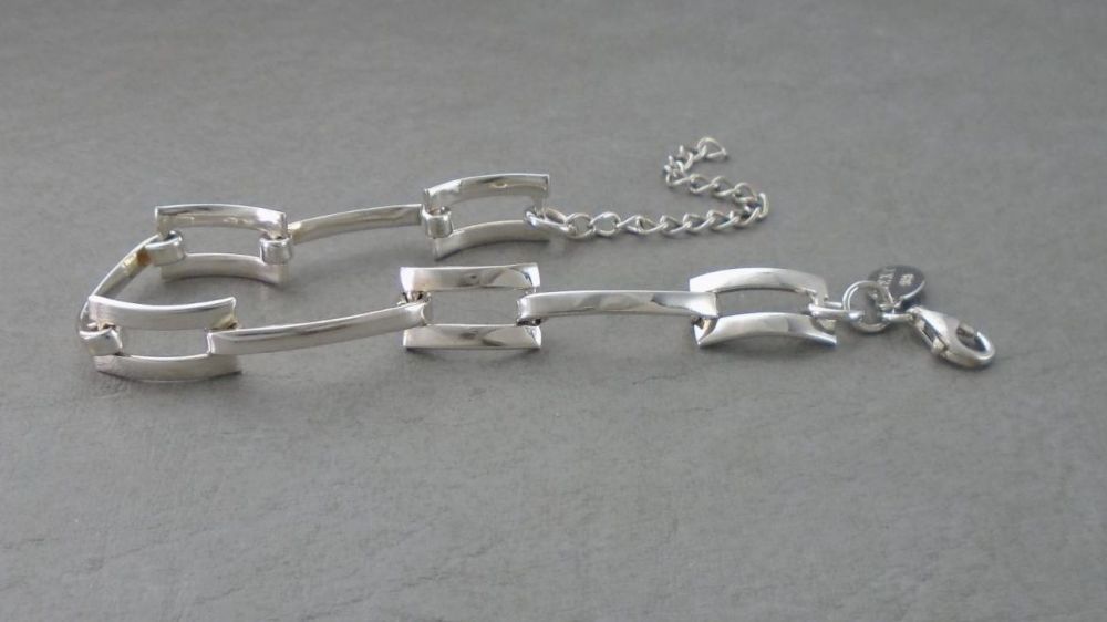 Sterling silver rectangular panel bracelet