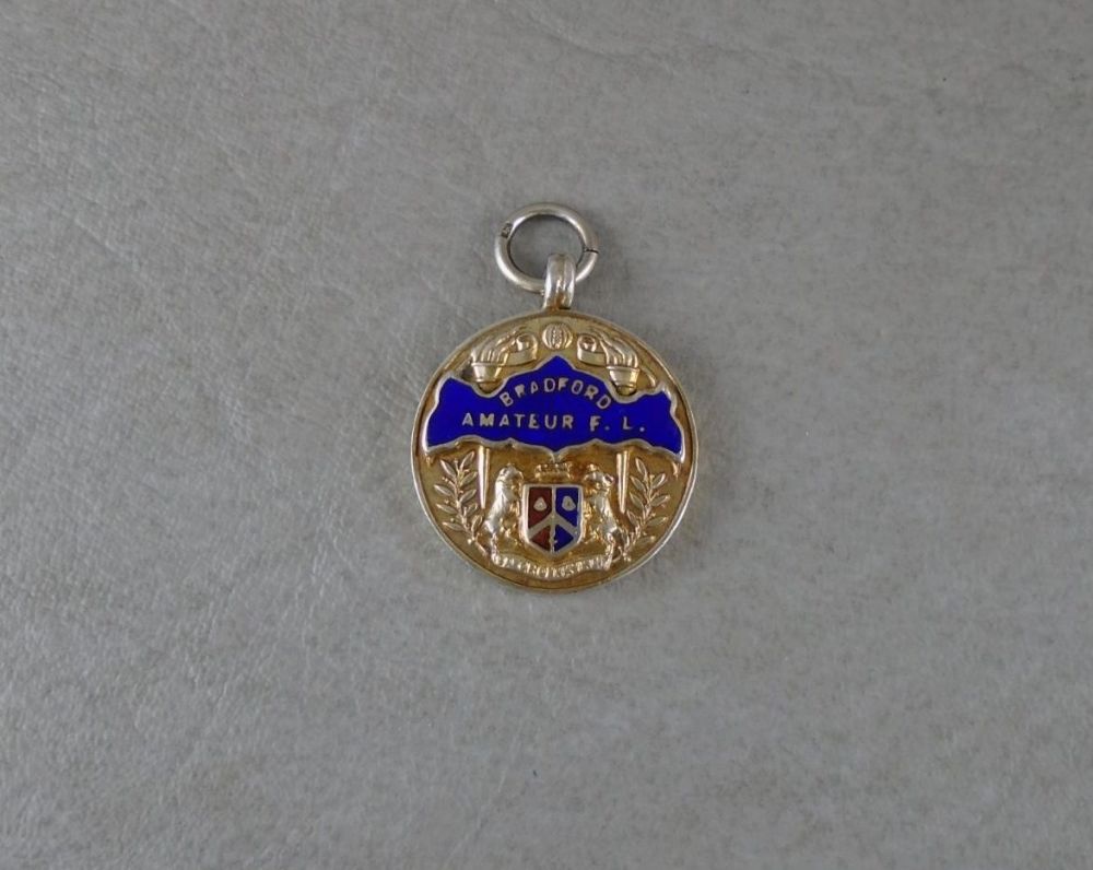Solid sterling silver medal 'Bradford amateur football league' 1st Div. winner 1947-48