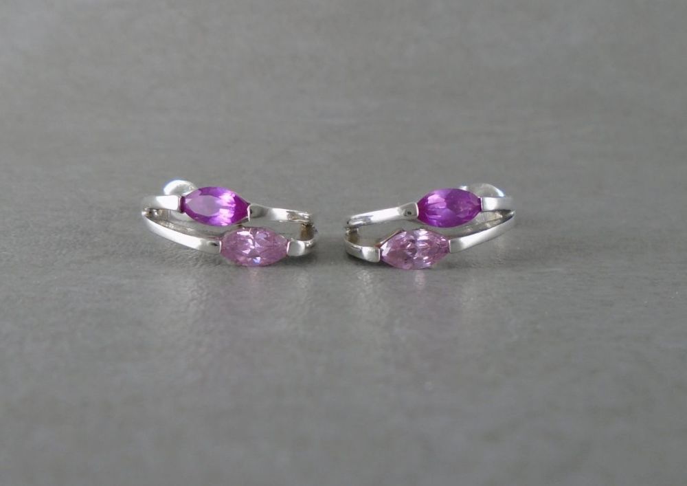 Sterling silver earrings with pink stones