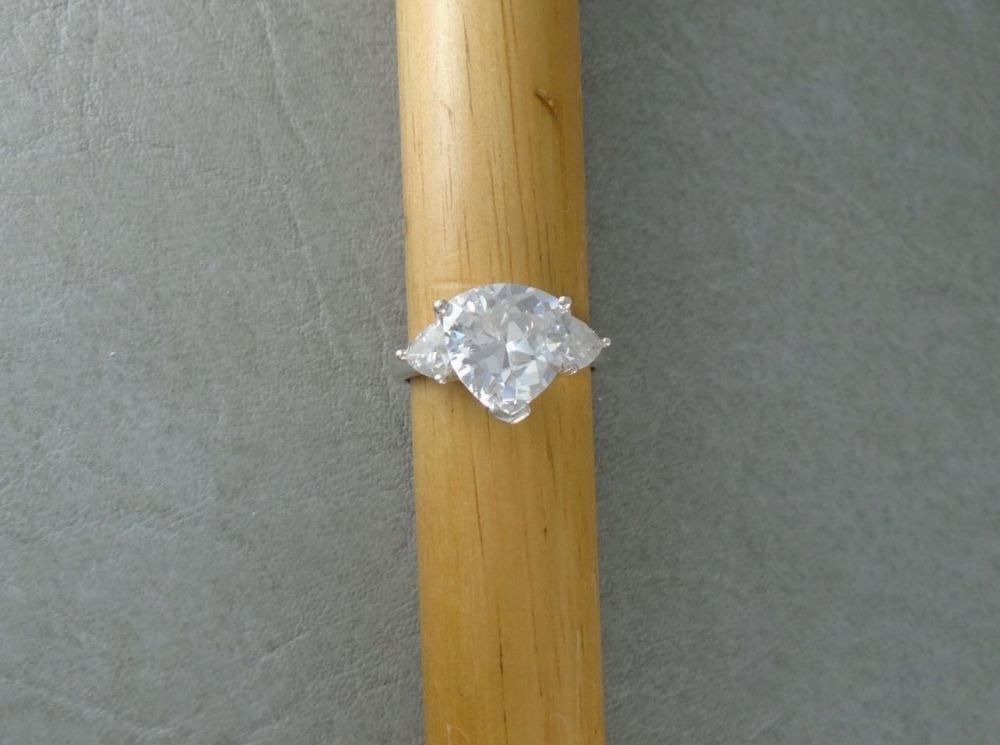 Sterling silver trilogy ring with triangular stones