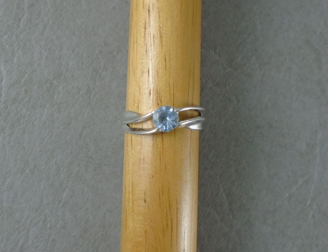 Sterling silver ring with a pale blue stone