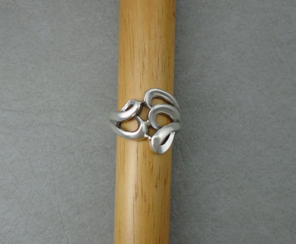 Wide asymmetric sterling silver ring