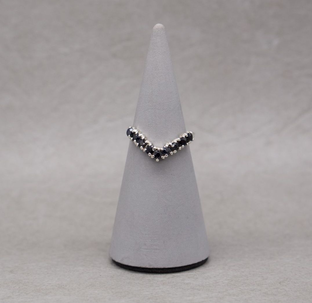 Vintage sterling silver & imitation sapphire wishbone ring