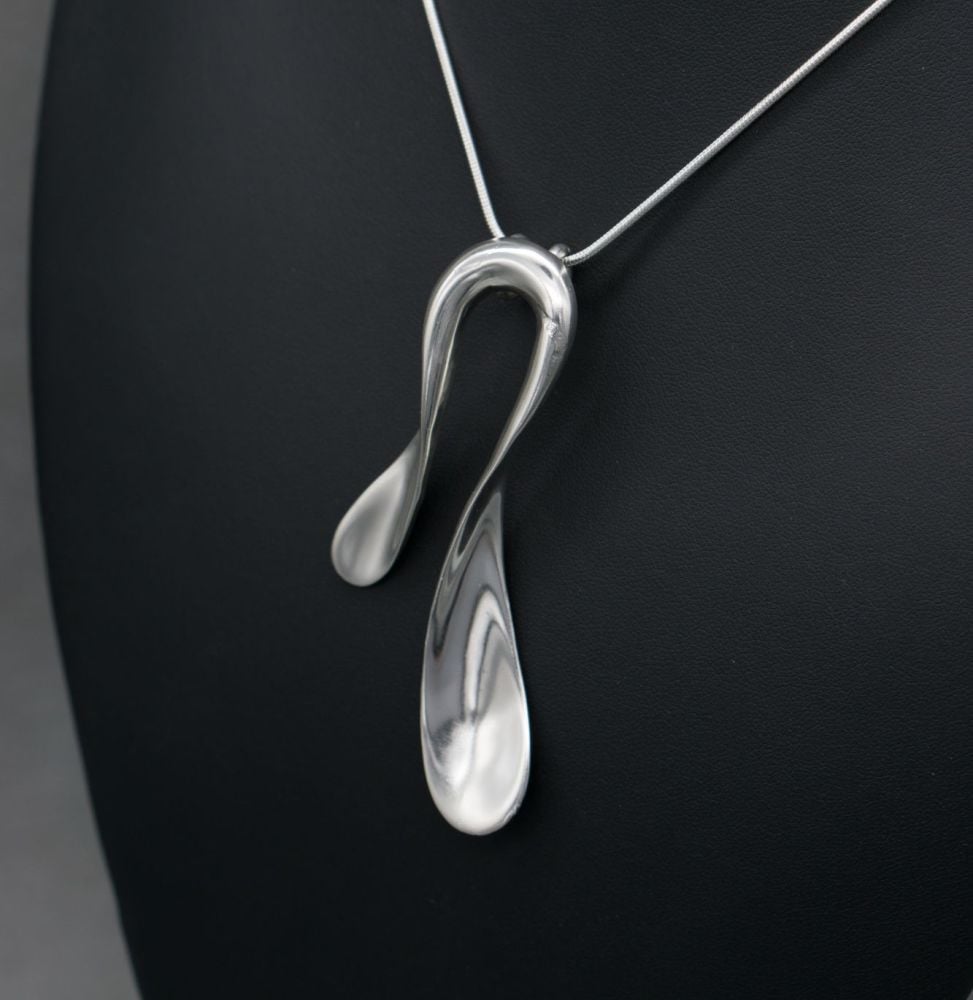 Handmade, heavy solid sterling silver 'melted' necklace