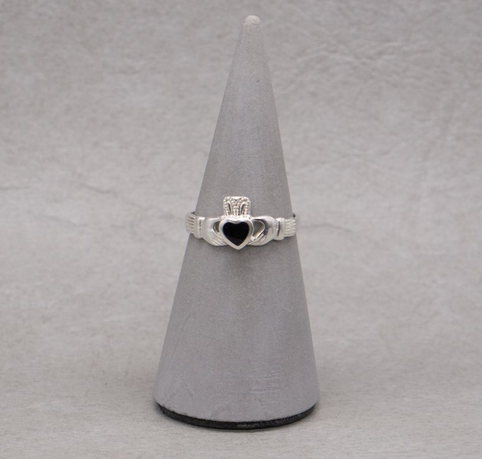Sterling silver & black onyx claddagh ring