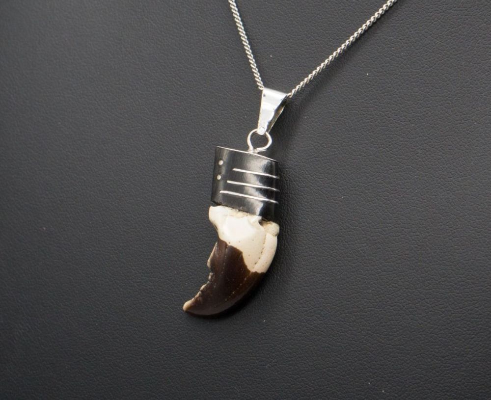Vintage 835 silver necklace with a mounted claw pendant