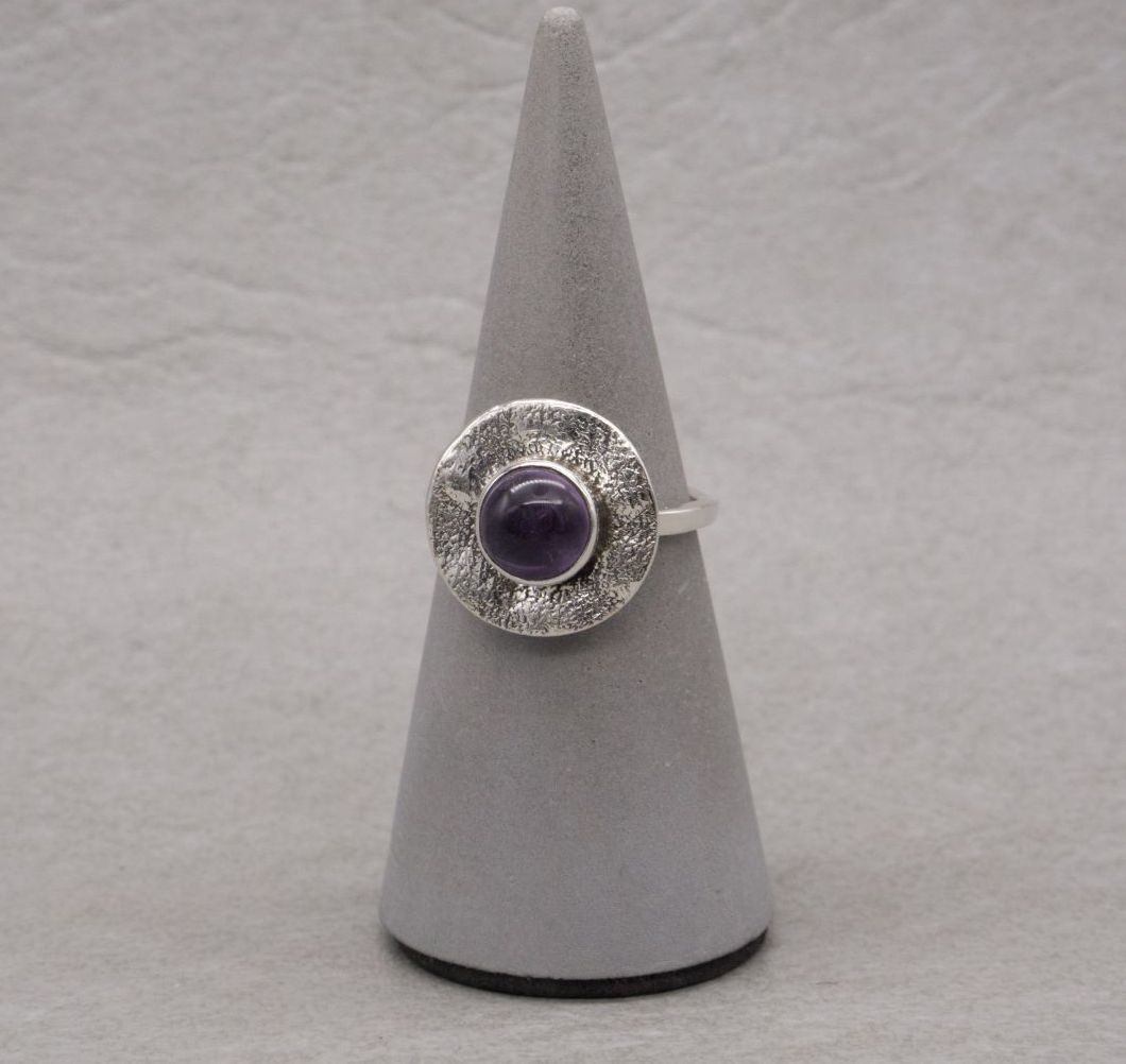 Handmade sterling silver & amethyst ring