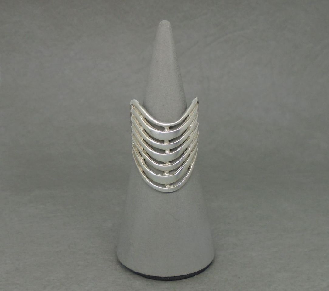 Wide sterling silver multi-band effect ring