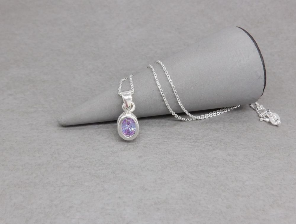 Small sterling silver & amethyst necklace