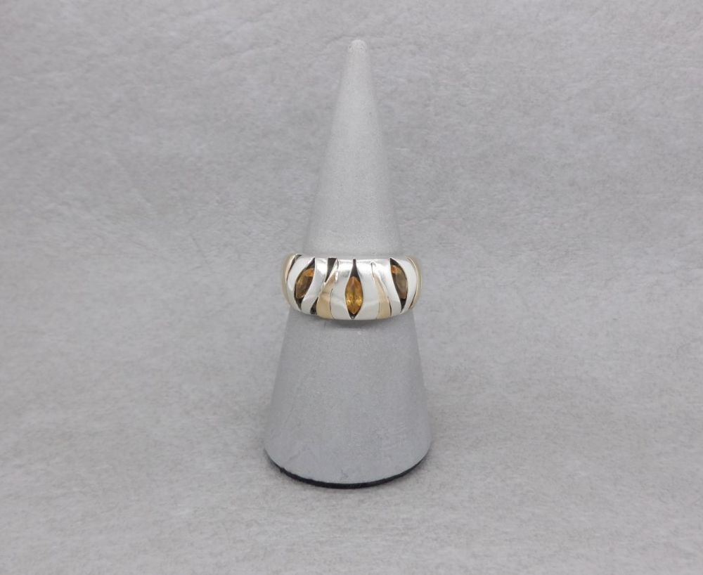 Sterling silver, 14k gold & golden citrine ring