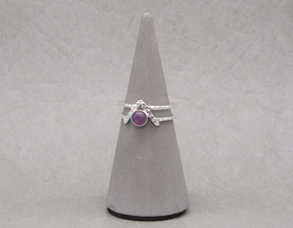 Hammered sterling silver & amethyst ring