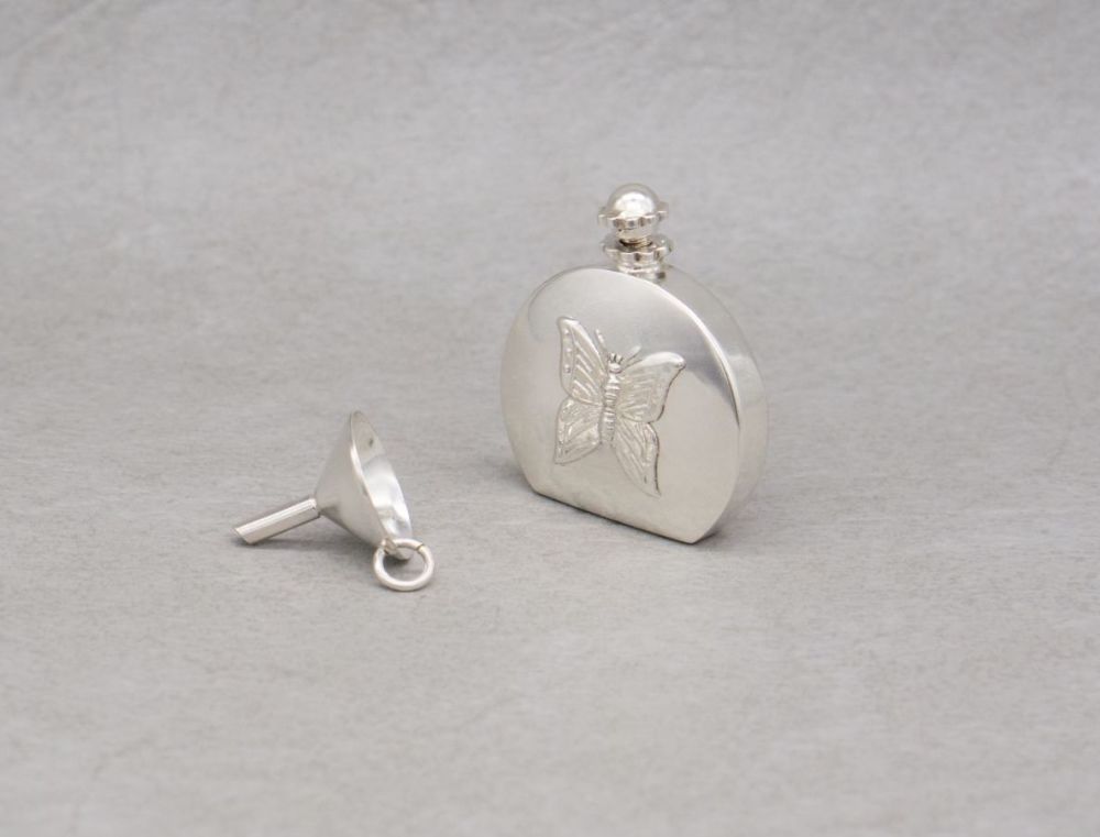 Beautiful sterling silver butterfly perfume bottle inc funnel & box