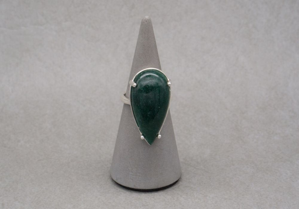 Chunky sterling silver & green aventurine ring