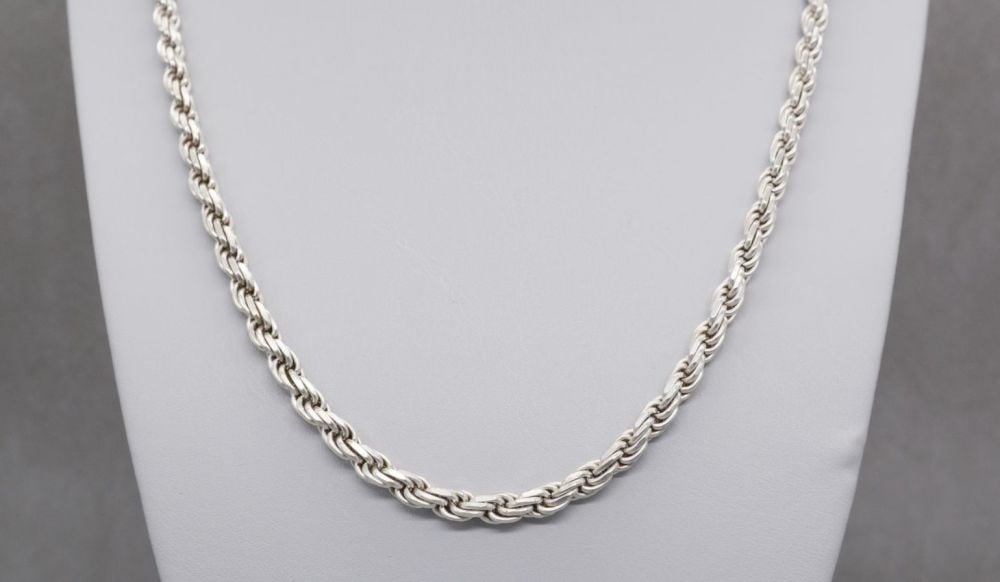 Heavy Italian sterling silver rope chain (30”, 5mm)