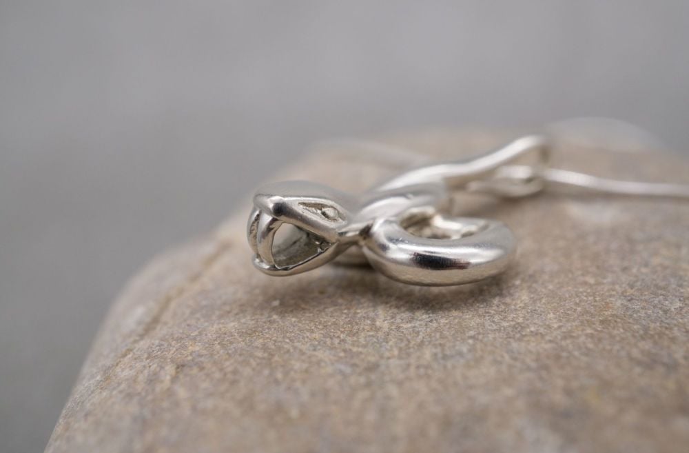 Smooth sterling silver snake necklace