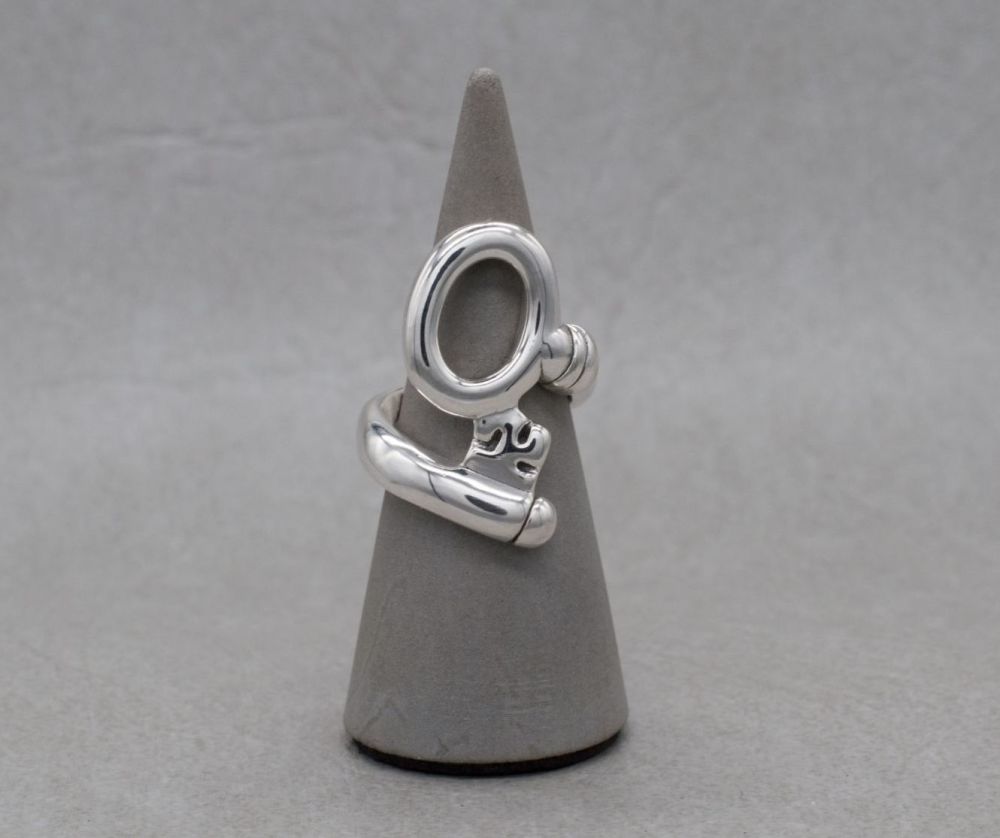 Huge unusual sterling silver wrap-around key ring