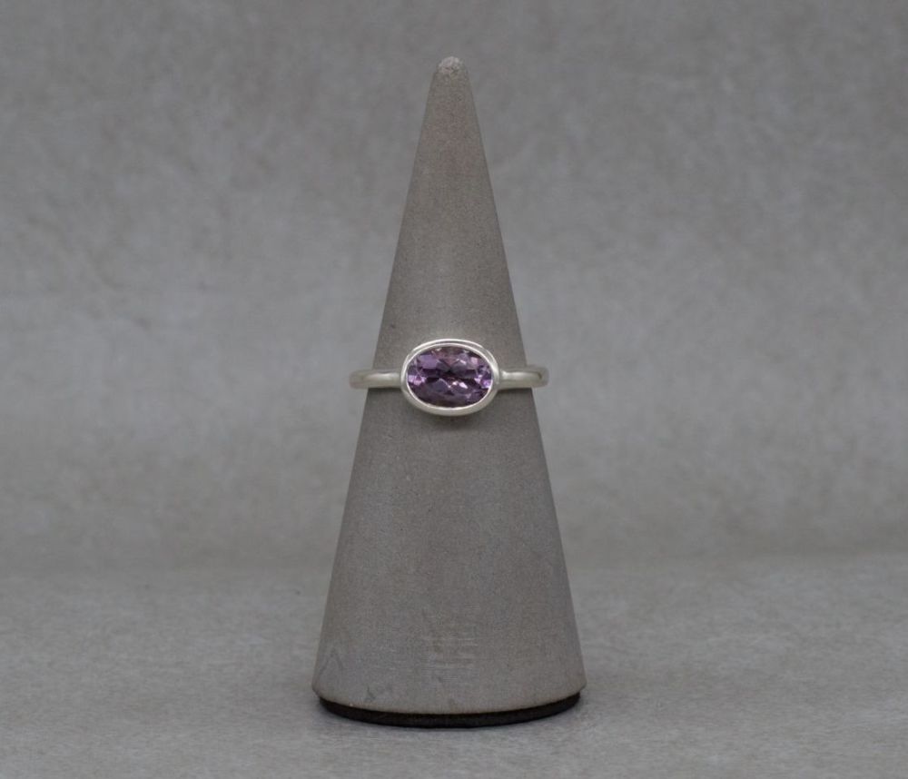 Handmade sterling silver & amethyst solitaire ring