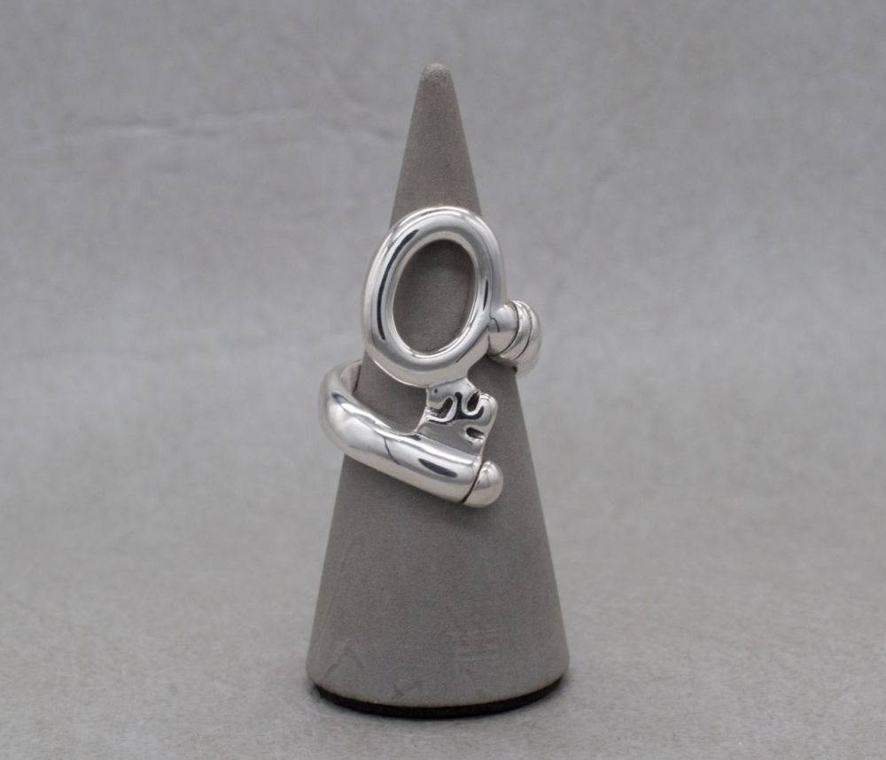 Huge unusual sterling silver wrap-around key ring
