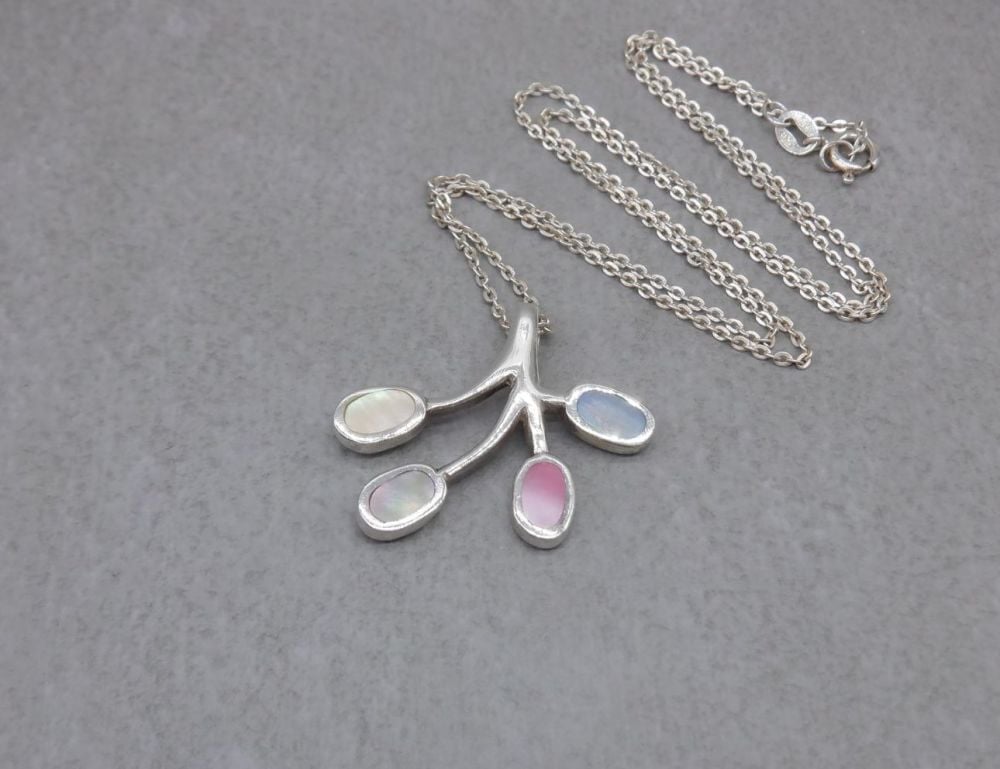 Sterling silver & dyed mother of pearl necklace