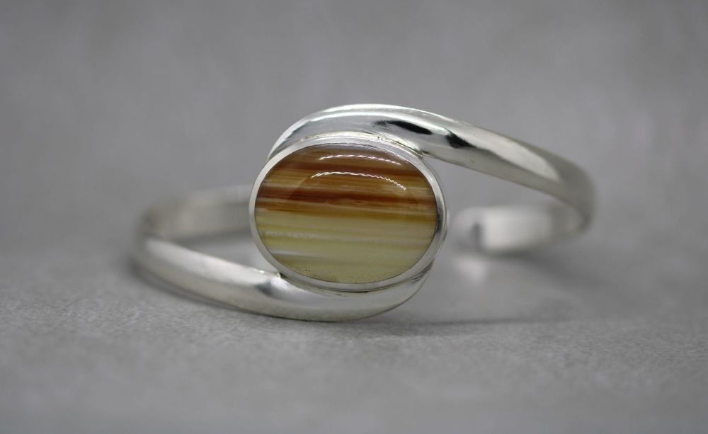 Chunky sterling silver & banded agate cuff